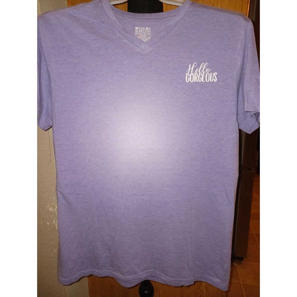 Hello Gorgeous V-Neck Heather Lilac Mossimo T-Shirt Size XL